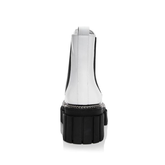 AQUA Womens White 1-1/2" Platform Casey Round Toe Block Heel Leather Booties 9 M - Picture 2 of 4